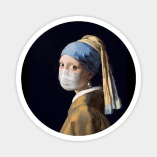 Famous Painting Girl with a Pearl Earring Wearing Mask Magnet